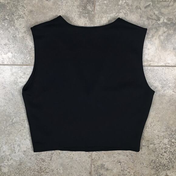 ZARA Deep V Neck Black Crop Top Vest Blouse Womens Medium Cropped - Picture 7 of 16